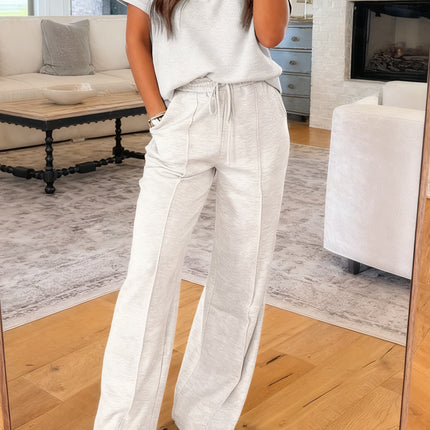 Light Grey Polo Tee Casual Pant Set