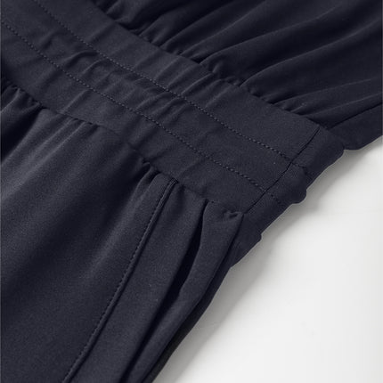 Black Casual Tank Style Tie Waist Pocketed Jogger Jumpsuit