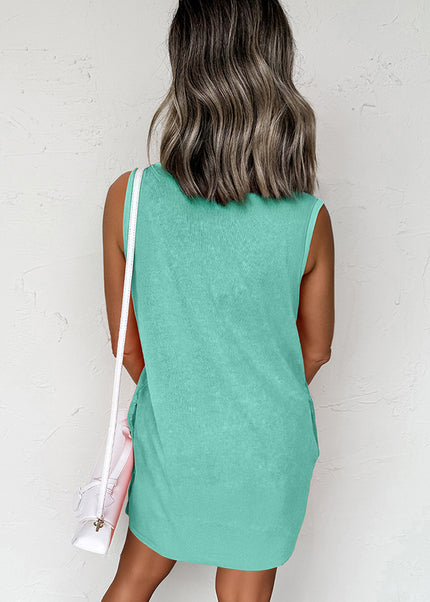 Sea Green Tank Mini Dress with Pockets