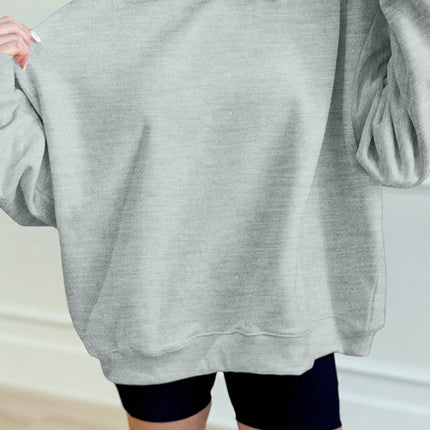 Gray Solid Color Oversized Mock Neck Sweatshirt