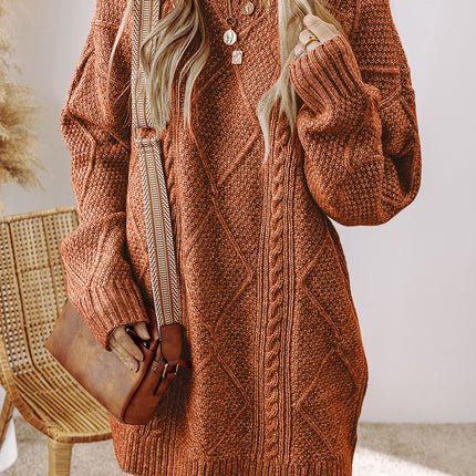 Parchment Cable Knit Drop Shoulder Loose Fit Sweater Dress