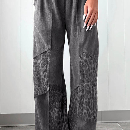 Leopard Patchwork Coffee Loose Pants