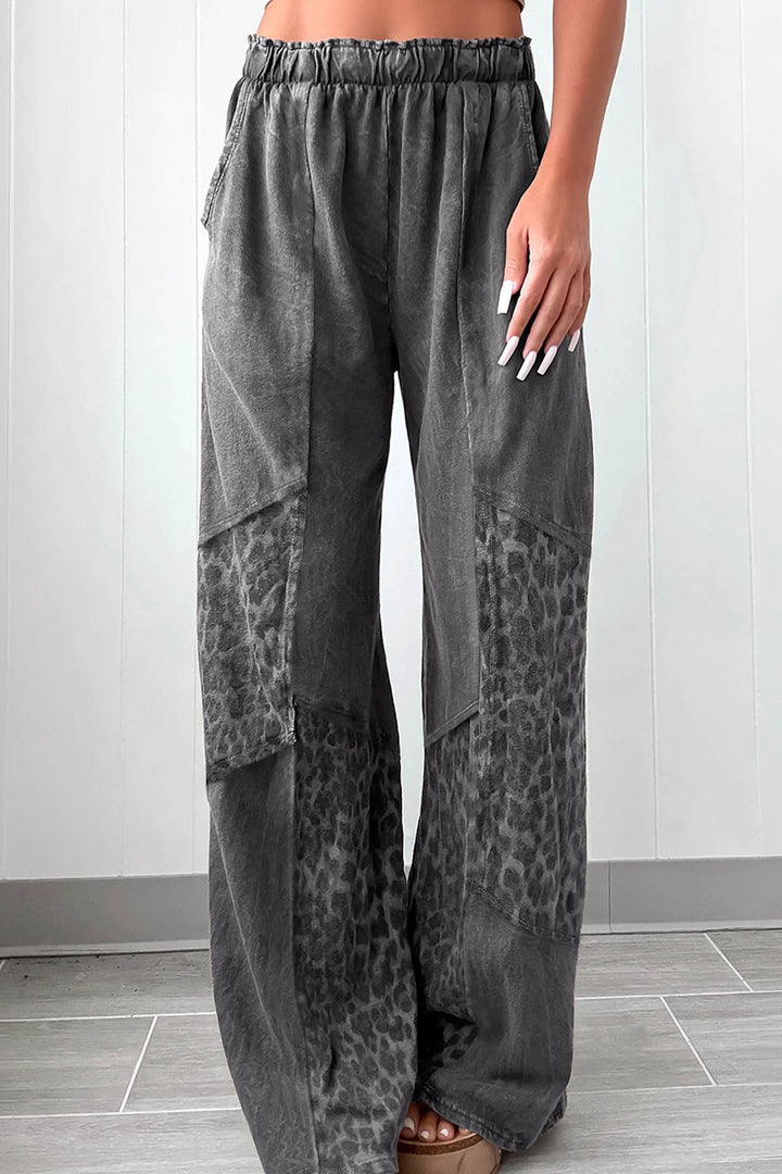Leopard Patchwork Coffee Loose Pants