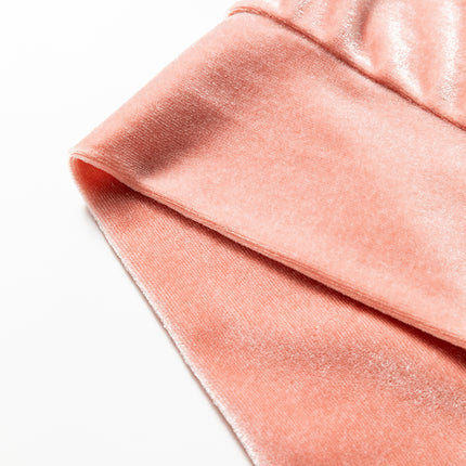 Peach Blossom Velvet Zip-up Hoodie and Wide Leg Pants Set