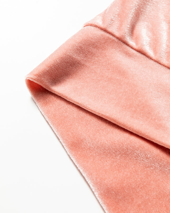 Peach Blossom Velvet Zip-up Hoodie and Wide Leg Pants Set