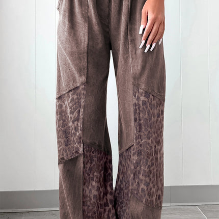 Coffee Leopard Patchwork Loose Pants