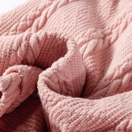 Gossamer Pink Cable Knit V Neck Cardigan Shorts Set