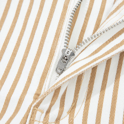 Khaki Stripe Casual Barrel Jeans