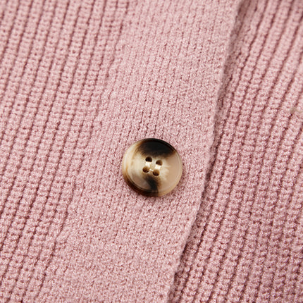 Goat Mixed Texture Knit Button V Neck Sweater Cardigan
