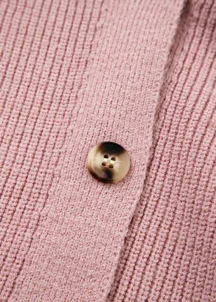 Goat Mixed Texture Knit Button V Neck Sweater Cardigan