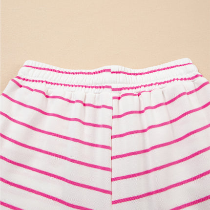 Rose Stripe Casual Wide Leg 2pcs Pants Set