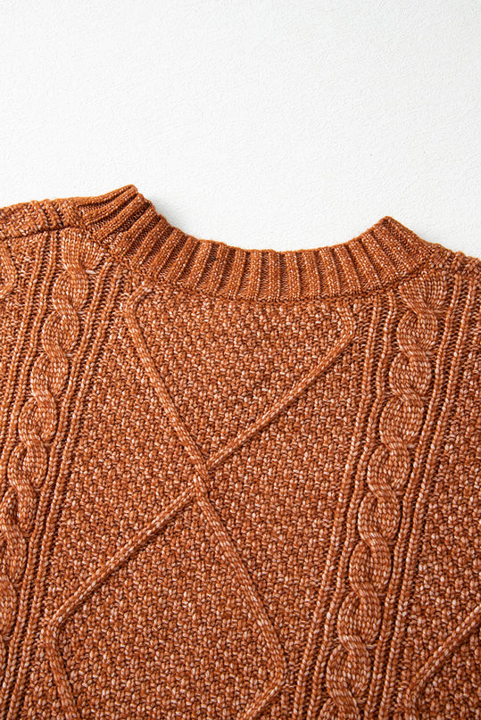 Cable Knit Drop Shoulder Sweater Dress