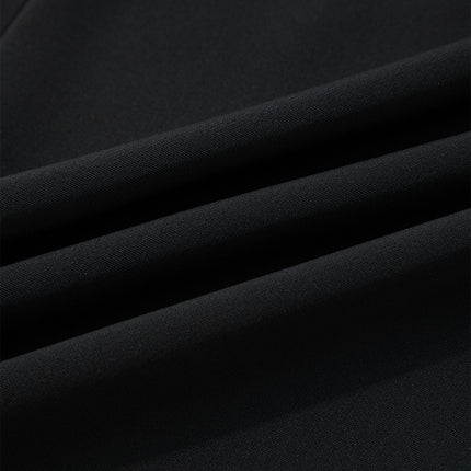 Black Pleated Detail Pull On High Elastic Waist Loose Straight Pants