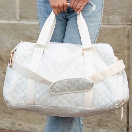 Waterproof White Rhombus Travel Duffel Bag