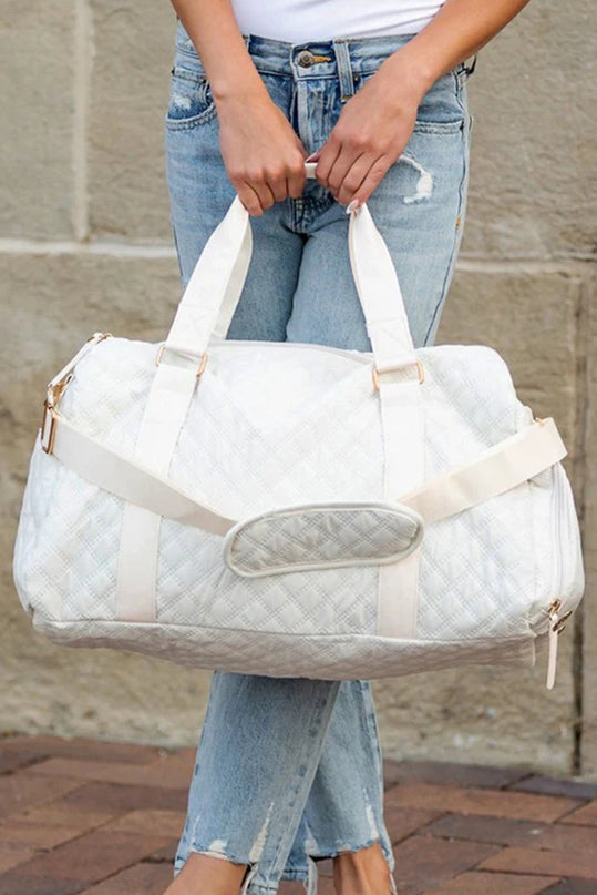 Waterproof White Rhombus Travel Duffel Bag