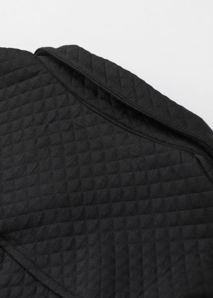 Black Retro Quilted Flap Pocket Button Shacket