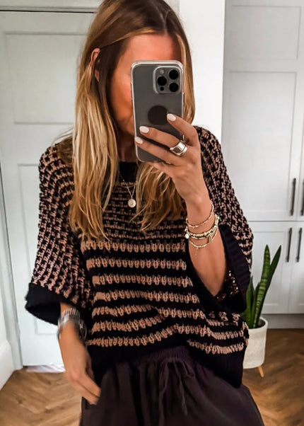 Red 3/4 Draped Sleeve Slouchy Sweater