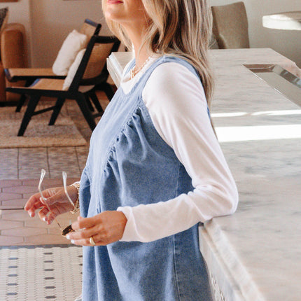 Myosotis Denim Pleated Patchwork Sleeveless Top
