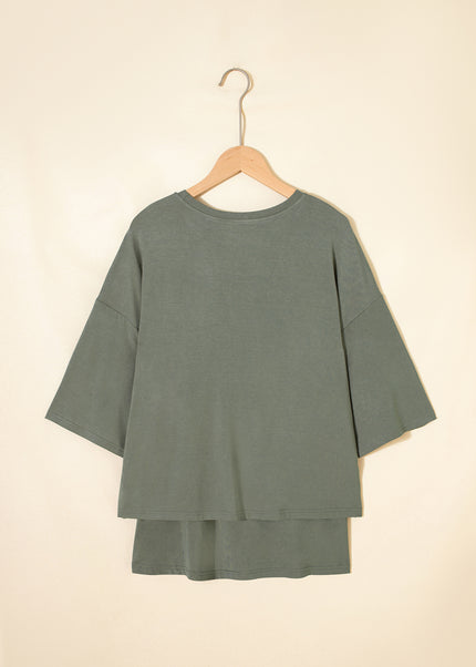 Laurel Green Solid Color Oversize Tee Tie Wrap Mini Skort 2pcs Set