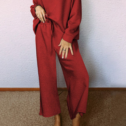 Navy Blue Ultra Loose Textured 2pcs Slouchy Outfit Set