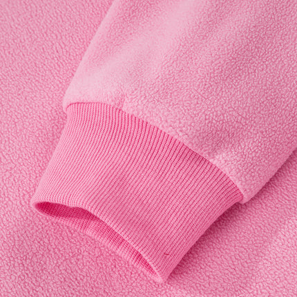 Bright Pink Oversize Drop Shoulder Reversible Mock Neck Sweatshirt