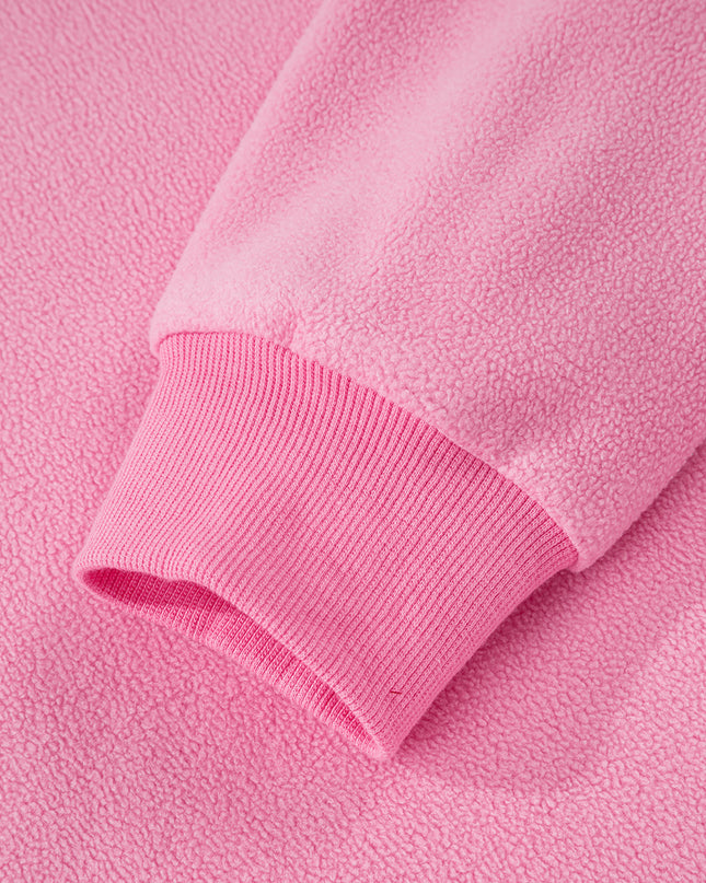 Bright Pink Oversize Drop Shoulder Reversible Mock Neck Sweatshirt