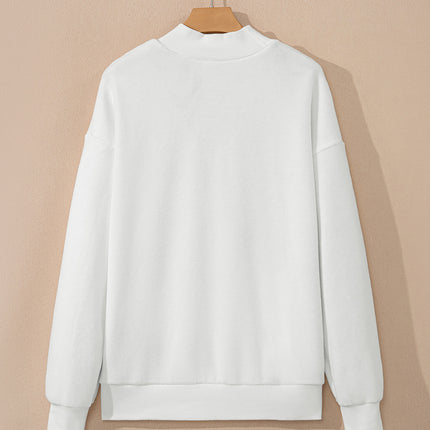 Bright Pink Oversize Drop Shoulder Reversible Mock Neck Sweatshirt