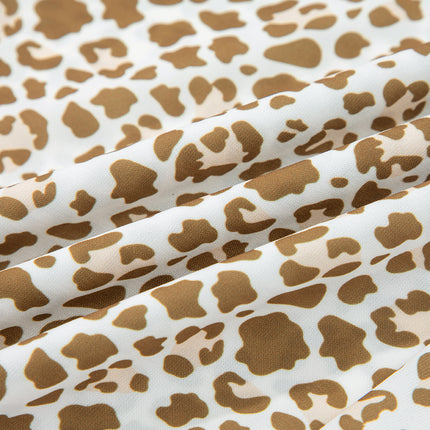 Brown Leopard Drawstring Elastic Waistband Loose Pants