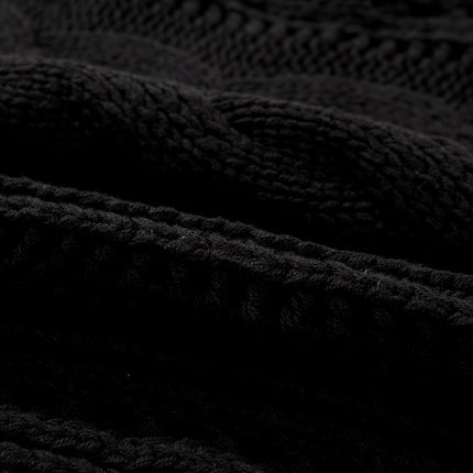 Smoke Gray Hollow-out Cable Knit Cropped Sweater