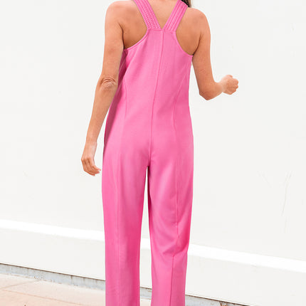 Bonbon Raw Seam Patchwork Wide Leg Loose Jumpsuit