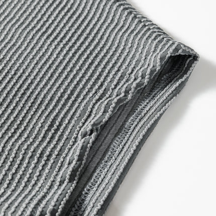 Dark Grey Twisted Ribbed High Neck Loose Tee Elastic High Waist Loose Pant Set