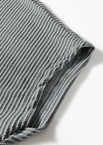 Dark Grey Twisted Ribbed High Neck Loose Tee Elastic High Waist Loose Pant Set