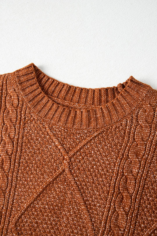Cable Knit Drop Shoulder Sweater Dress