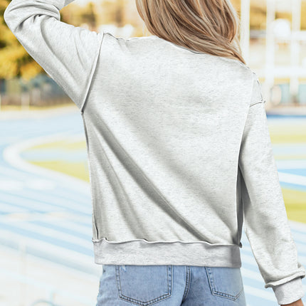 Bright Pink Oversize Drop Shoulder Reversible Mock Neck Sweatshirt