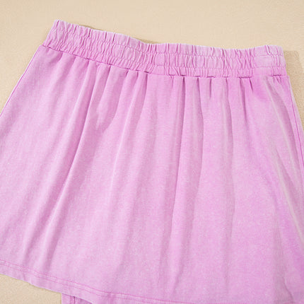 Myosotis 2 Pieces Cotton Tank Top Lined Split Skirt Set
