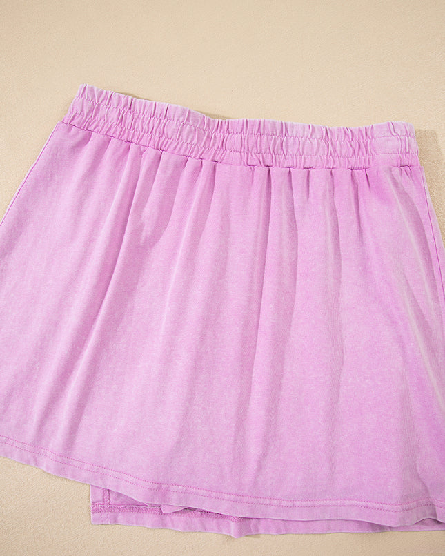 Myosotis 2 Pieces Cotton Tank Top Lined Split Skirt Set