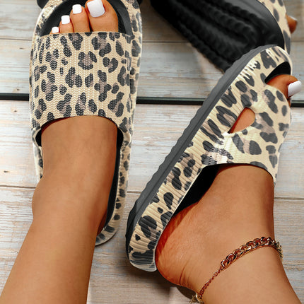 Black Print Thick Sole Slip On Slippers