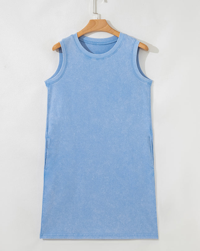 Sea Green Tank Mini Dress with Pockets