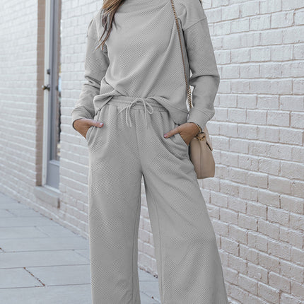 Navy Blue Ultra Loose Textured 2pcs Slouchy Outfit Set