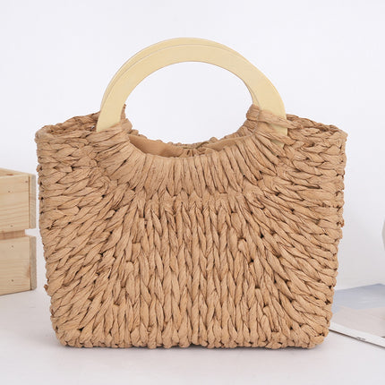 Camel Retro Straw Handle Bag