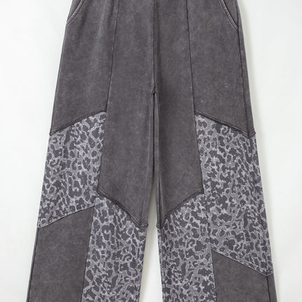 Coffee Leopard Patchwork Loose Pants