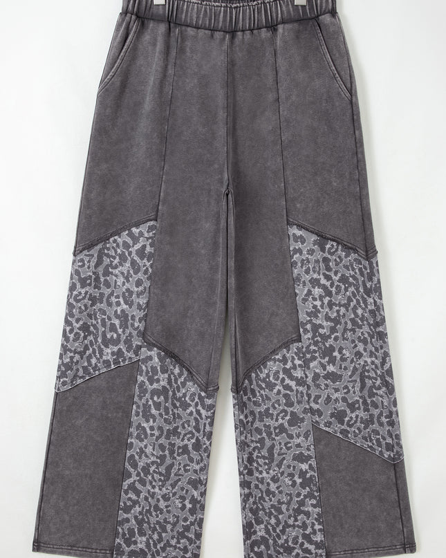 Coffee Leopard Patchwork Loose Pants