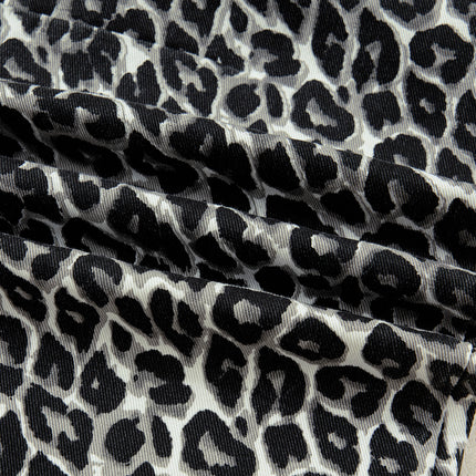 Black Leopard Print Barrel Jeans