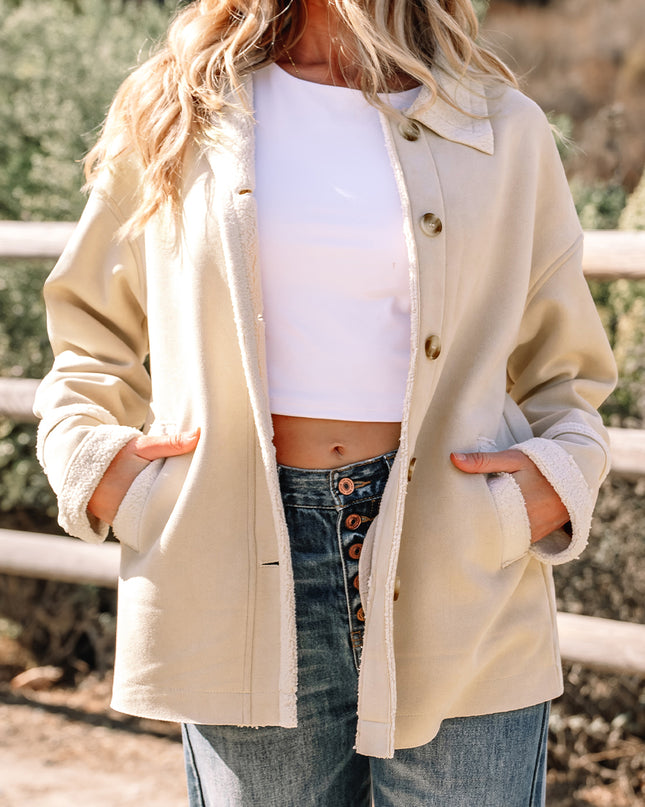 Parchment Suede Sherpa Lined Western Loose Jacket