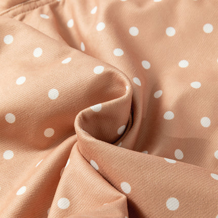 Khaki Polka Dot Print Drawstring Wide Leg Pants