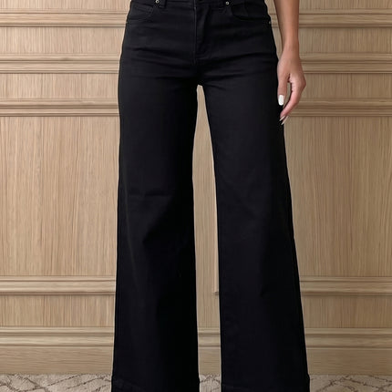 Mist 2-Button High Waist Flared Bottom Jeans