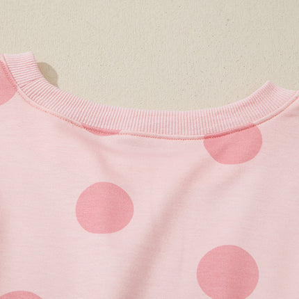 White Polka Dot Printed Long Sleeve Flared Mini Dress
