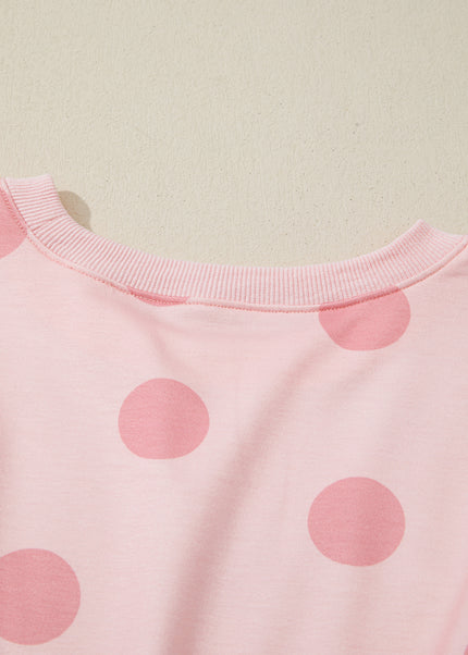 White Polka Dot Printed Long Sleeve Flared Mini Dress
