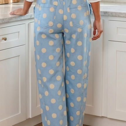 Sky Blue Polka Dot Bow Jeans