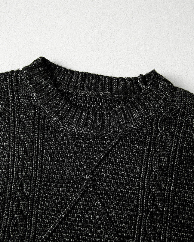 Parchment Cable Knit Drop Shoulder Loose Fit Sweater Dress